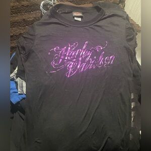 Harley-Davidson Black Burnout Tee with Purple Foil Accents